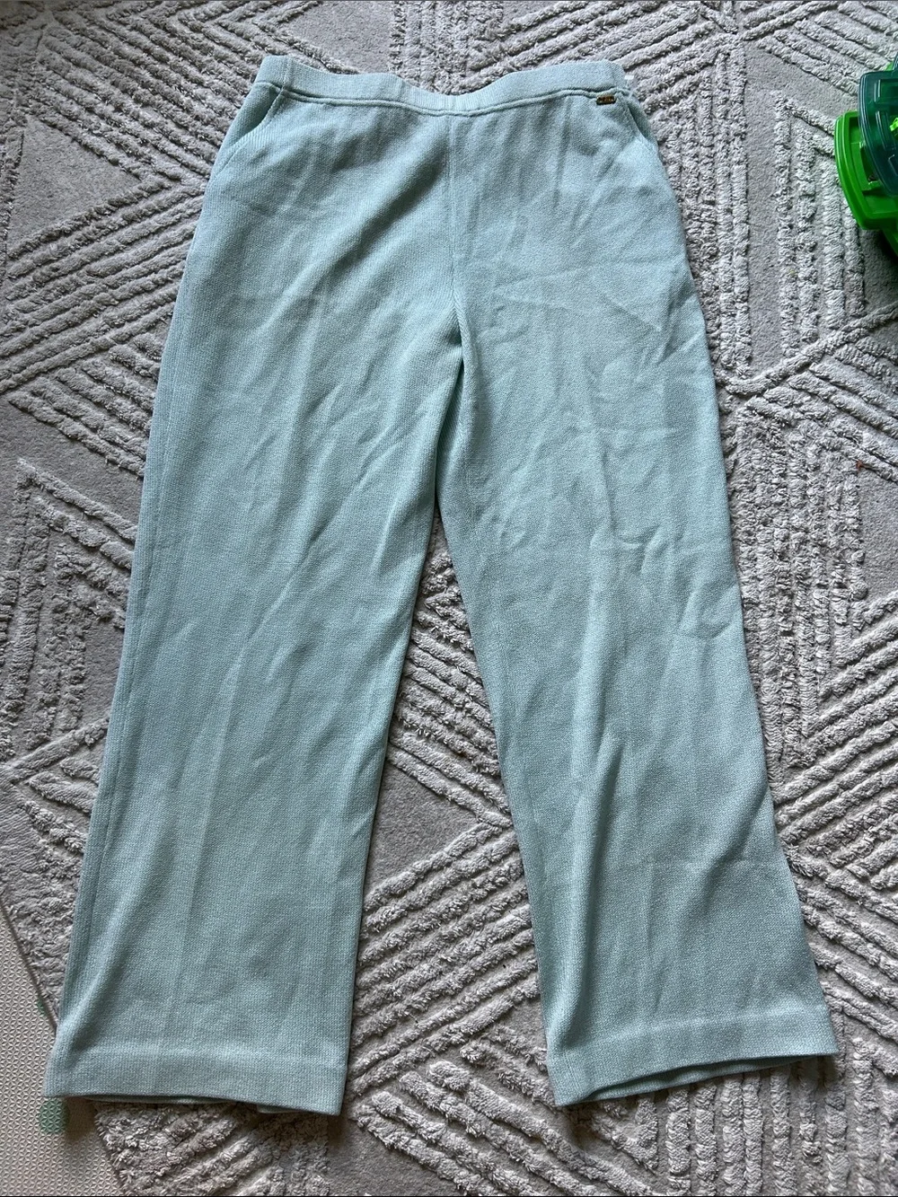St. John Light Blue Wide-Leg Knit Pants
